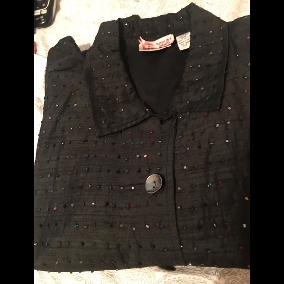 Chico’s Black Jeweled Blouse Size 3. (I would call it an XL or 16/18) - Picture 1 of 8